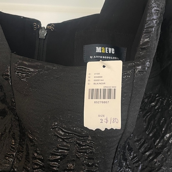 NWT Anthropologie Maeve Jacquard Mini Dress Black size 2 - Picture 6 of 8